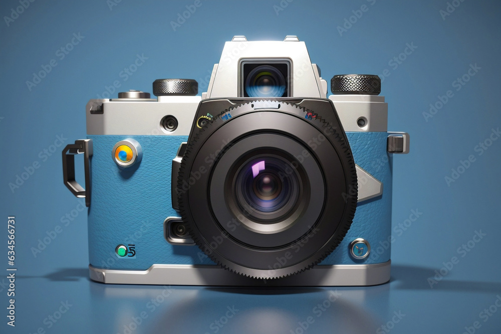 3d style Photo camera photography app icon isolated on colorful background by Generative AI