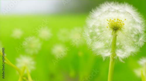 Dandelion water drops and closeup of flower in nature for natural background by Generative AI