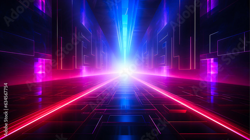 3D abstract blue and pink technology background with futuristic light, hi tech line.