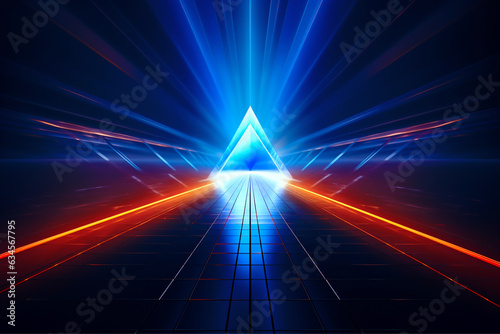 3D abstract blue and orange technology background with futuristic light, hi tech line.