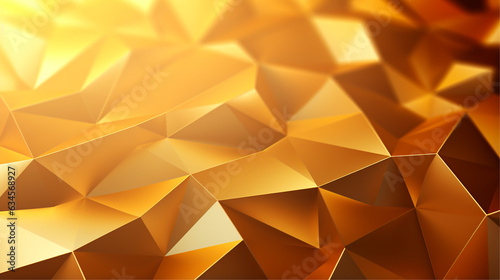 3D illustration abstract geometric gold color background, triangle, polygon, low poly pattern.