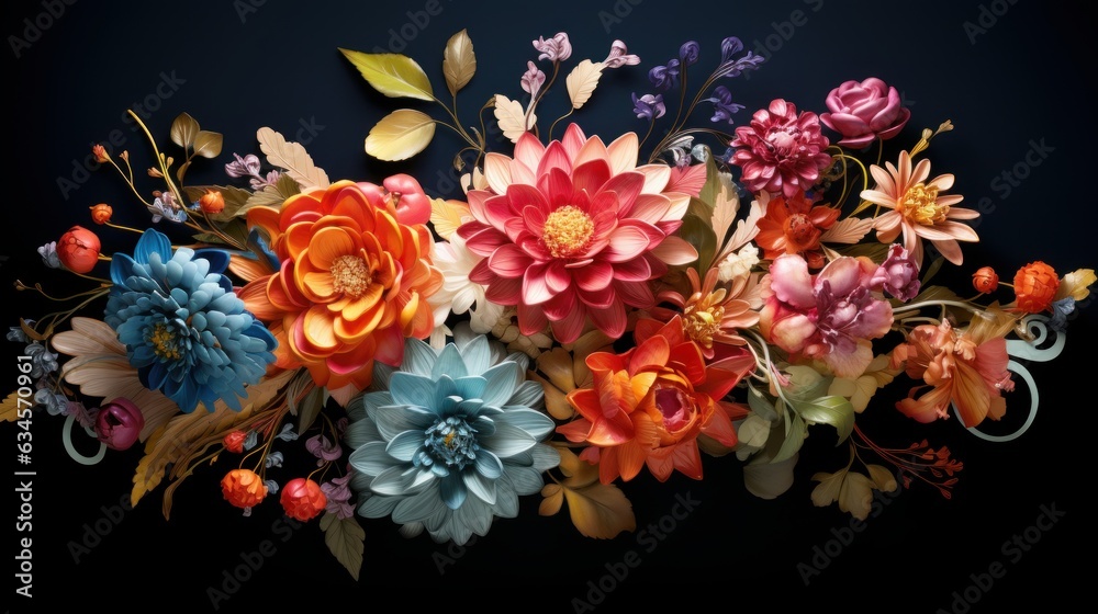 Fototapeta premium Floral Fusion: Flowers merging with non-organic elements, depicting a unique blend of life forms | generative AI