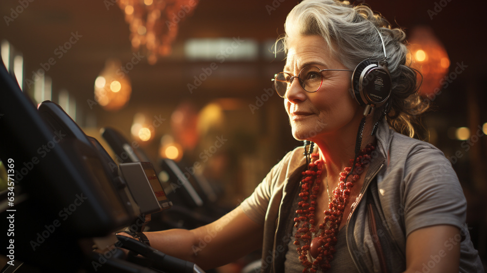 Older woman exercising in gym. Generative Ai Older woman exercising in gym. Generative Ai
