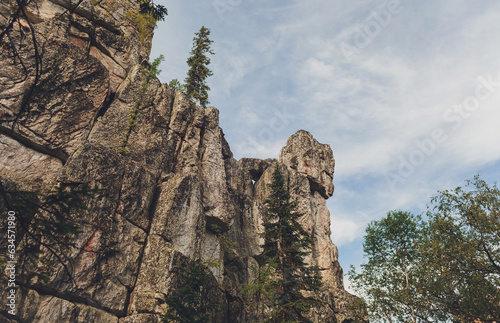 Inzer teeth Inzer rocks near the Tirlyansky village. Russia, South Ural, Bashkortostan Republic, Beloretsky district. photo