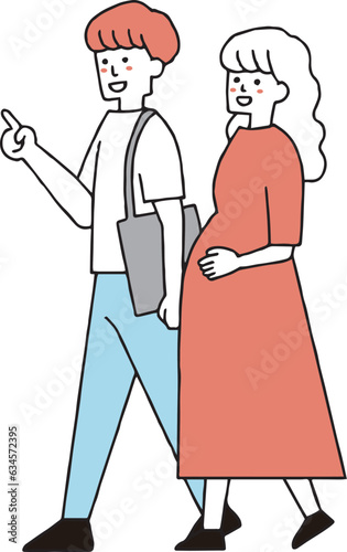 お出かけする夫婦　カップル