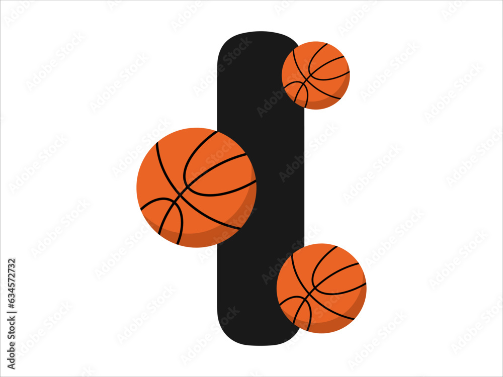 Basketball alphabet sport Letter I illustration