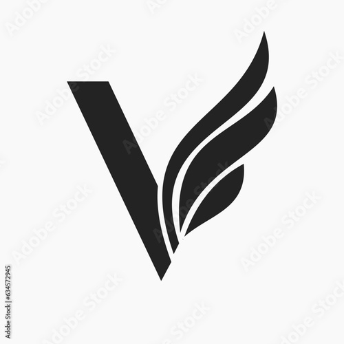 Letter V Wing Logo Design For Freight and Transportation Symbol. Wing Logotype Template