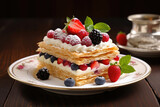 Biscuit cake decorated with berries
