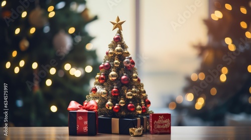cute christmas tree with gift box in bottle