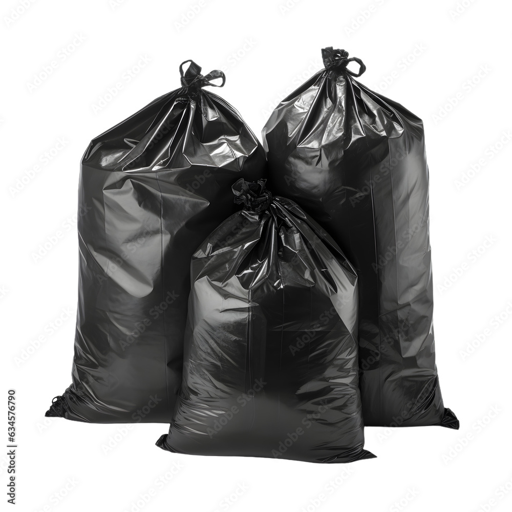 Black garbage bags isolated
