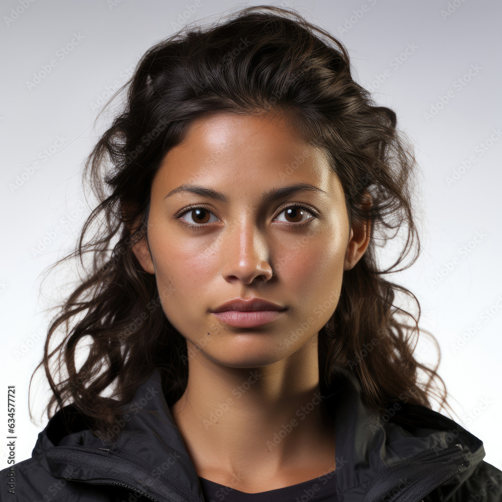 A professional studio head shot of a 30-year-old Nepali woman with a brooding expression. A professional studio head shot of a 30-year-old Nepali woman with a brooding expression.