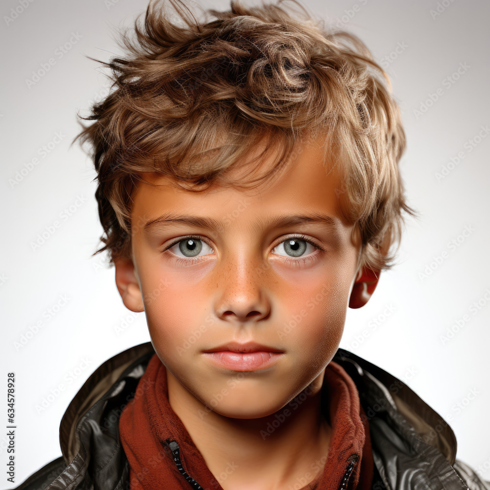 A professional studio headshot of a stoic 9-year-old Czech boy with a neutral expression. A professional studio headshot of a stoic 9-year-old Czech boy with a neutral expression.
