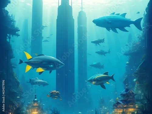 Underwater Metropolis  Imagine an entire city beneath the ocean s surface. Design underwater skyscrapers  aquatic vehicles  and vibrant marine life.