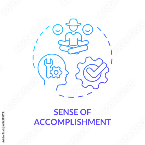 Sense of accomplishment blue gradient concept icon. Farmer business. Hard work. Feeling good. Job satisfaction. Food supply. Round shape line illustration. Abstract idea. Graphic design. Easy to use