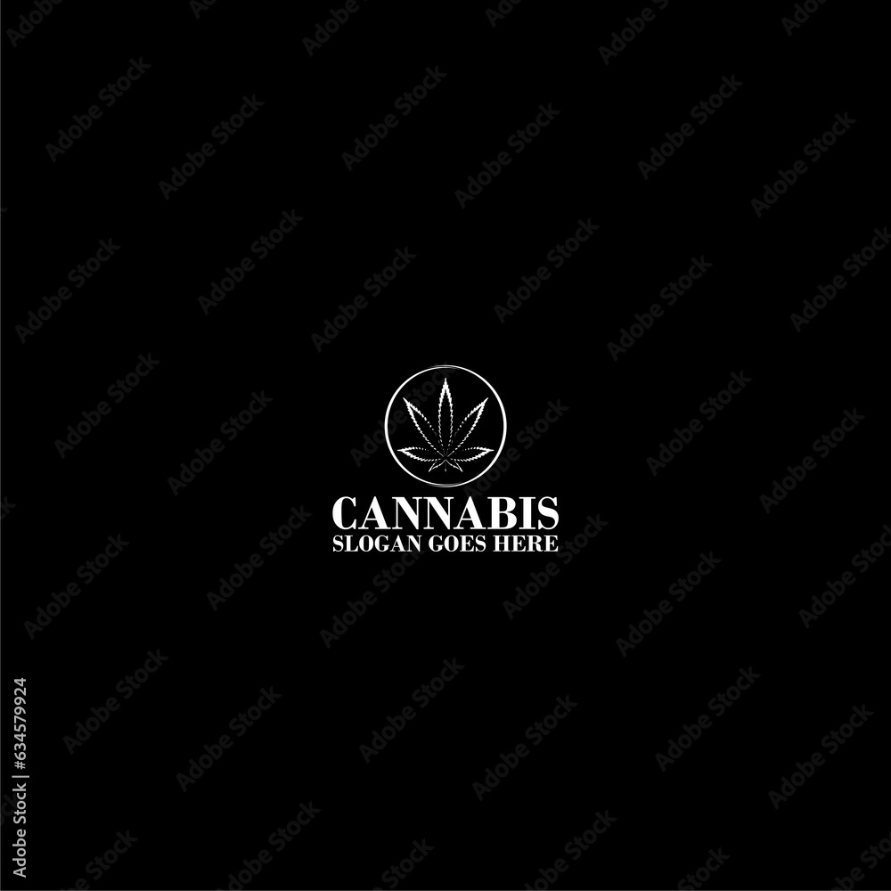 Cannabis leaf logo template icon isolated on dark background Cannabis leaf logo template icon isolated on dark background