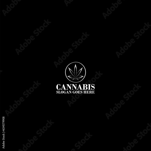 Cannabis leaf logo template icon isolated on dark background