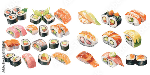 watercolor sushi clipart for graphic resources