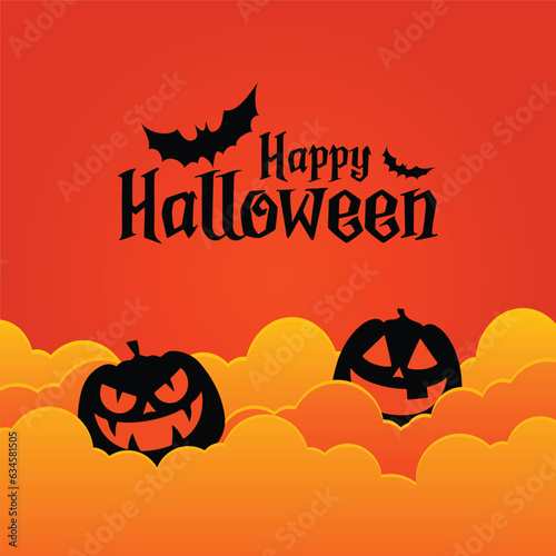 halloween background with pumpkin and bats