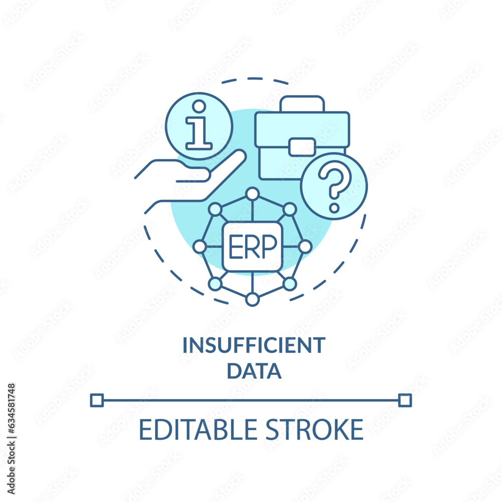 Editable insufficient data blue icon concept, isolated vector, enterprise resource planning thin line illustration. Editable insufficient data blue icon concept, isolated vector, enterprise resource planning thin line illustration.