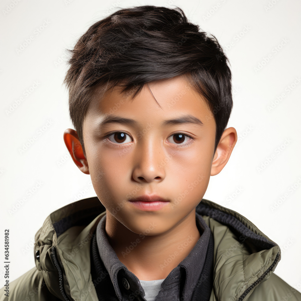 Professional studio head shot of a 15-year-old Cambodian boy with one eyebrow raised. Professional studio head shot of a 15-year-old Cambodian boy with one eyebrow raised.