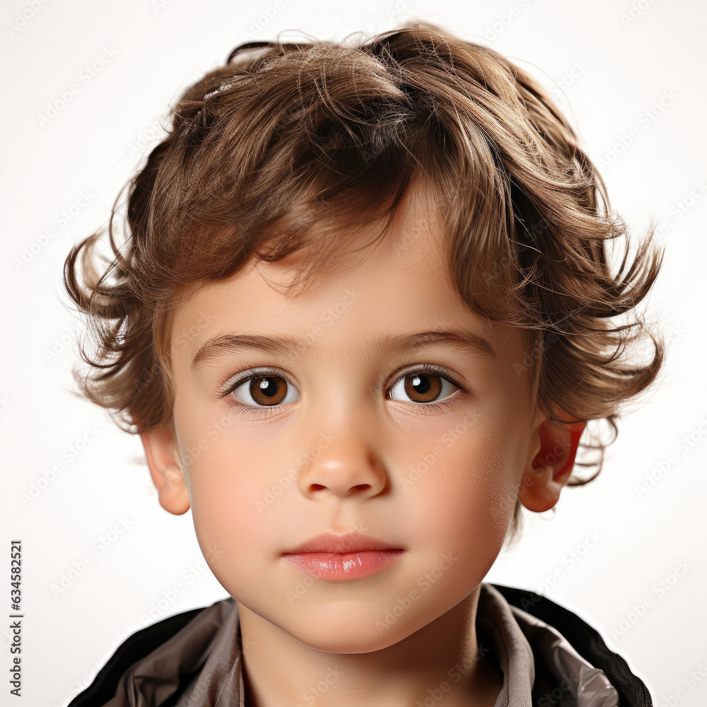 Professional studio head shot of a serene 5-year-old Swiss boy. Professional studio head shot of a serene 5-year-old Swiss boy.