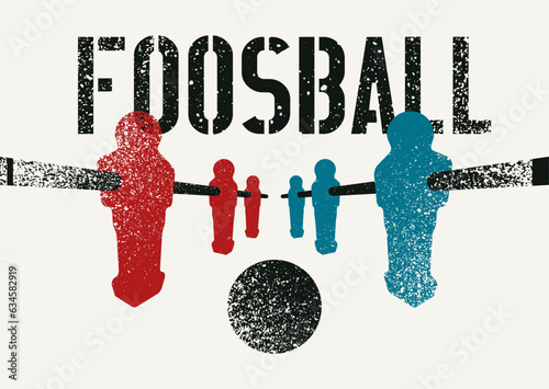 Foosball Table Soccer typographical vintage grunge style poster design. Retro vector illustration.