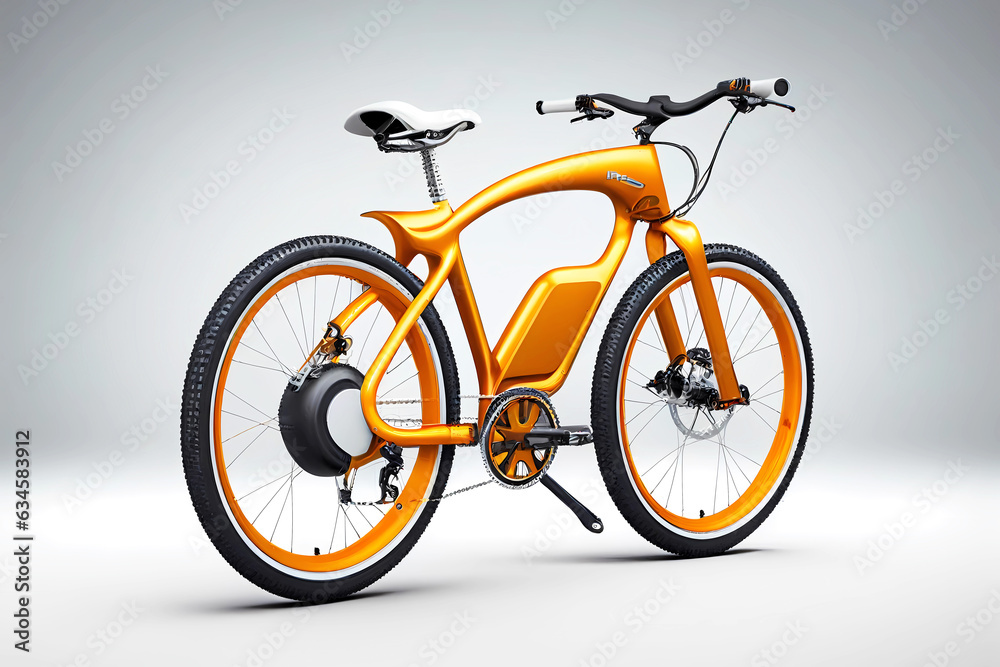 Fototapeta premium Modern yellow e-bike. Generative ai design.