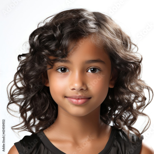 A professional studio headshot of a 10-year-old Sri Lankan girl gazing out of frame.