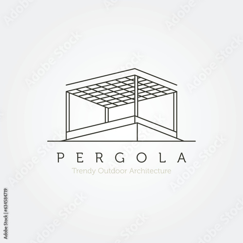 line art pergola modern vector logo illustration, abstract pergola icon design