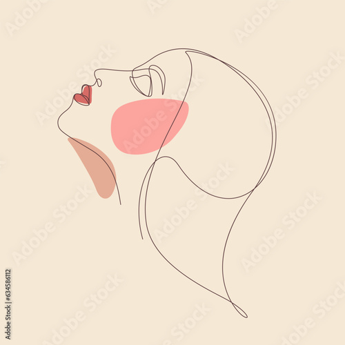 woman face side view feminine minimalism decorative art one line