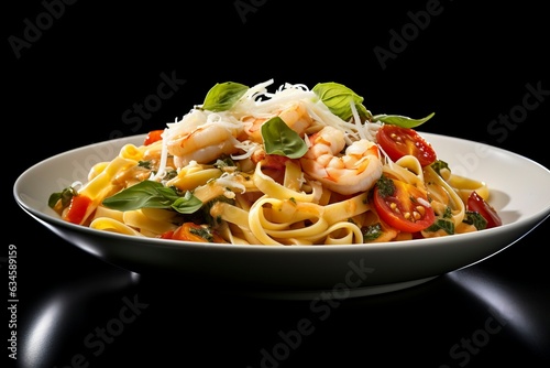 Steaming Fettuccine with Prawns