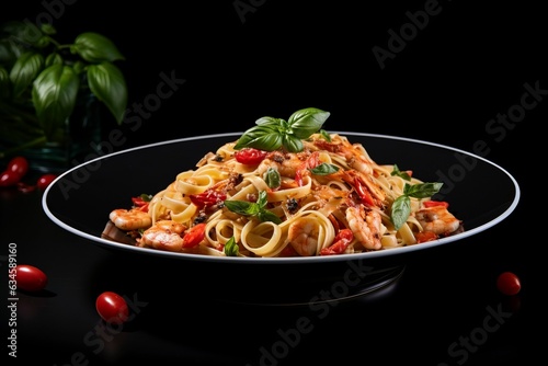 Steaming Fettuccine with Prawns