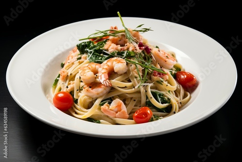 Steaming Fettuccine with Prawns