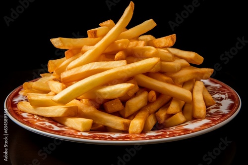 Golden French Fries on Black