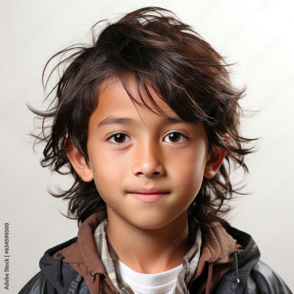 Professional studio head shot of a relaxed 9-year-old Vietnamese boy with a light smirk. Professional studio head shot of a relaxed 9-year-old Vietnamese boy with a light smirk.