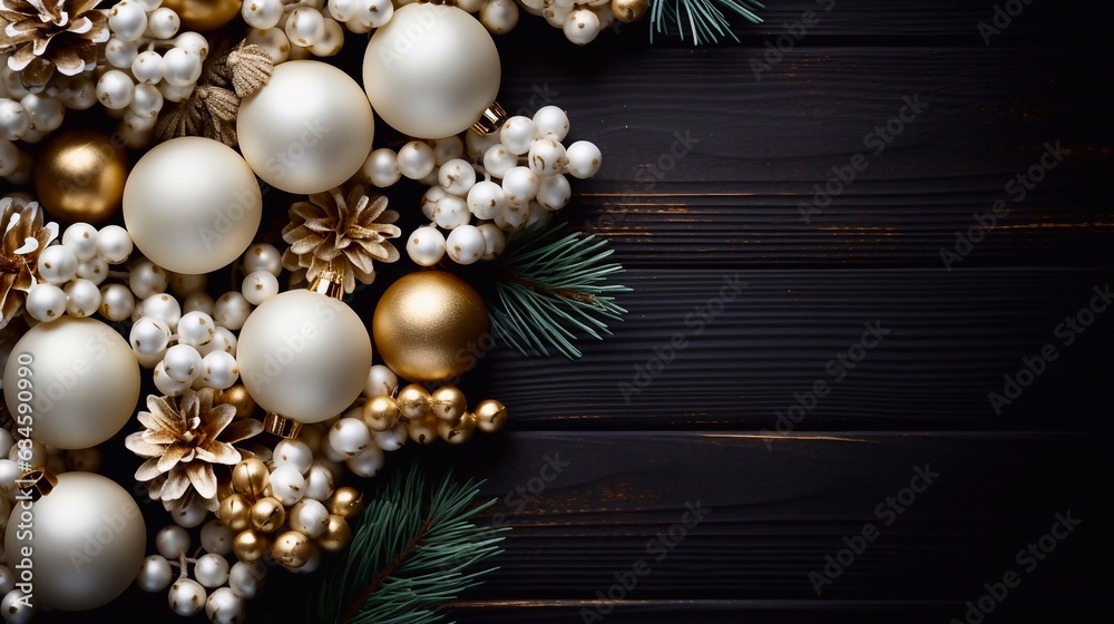 Fototapeta premium christmas decoration background with space for text, generative ai