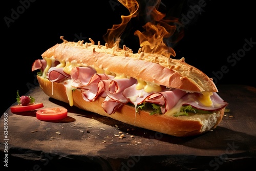 Savory Baguette with Ham and Cheese