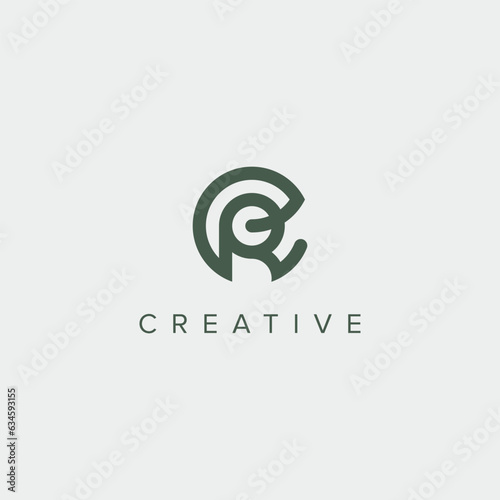 Modern minimal letter ER RE logo design template - vector