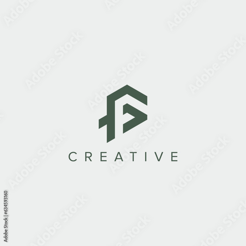 Modern minimal letter FG GF logo design template - vector.