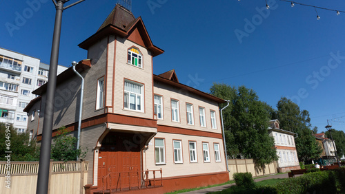 ARKHANGELSK, RUSSIA - July, 29, 2023: old architecture, architectural monuments on Chumbarov-Luchinsky street