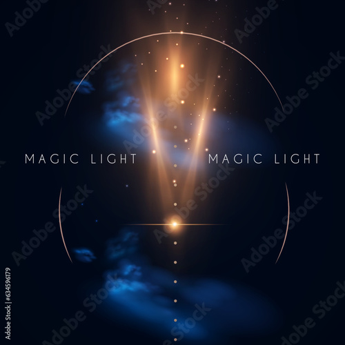 Magic and mystery light effect. Sacred isoteric glow. Cosmos, star and space transparent design.