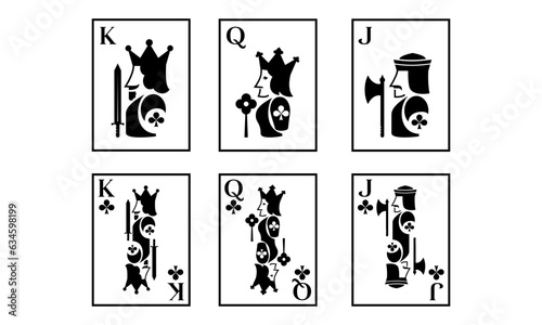 Illustration sets of clovers playing cards characters such as king clovers, queen clovers, and jack clovers