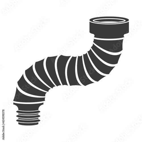 Corrugated bent pipe for toilet glyph icon isolated on white background. Vector illustration.