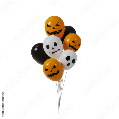 Halloween Balloons 3D Illustration. Happy Halloween Decotation.