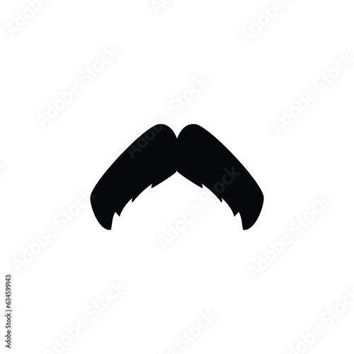 Mustache black silhouette, flat vector illustration isolated on white background.