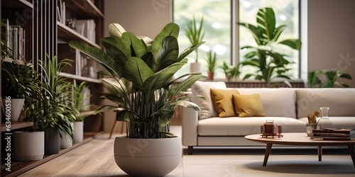 modern living room with plant, AI Generative