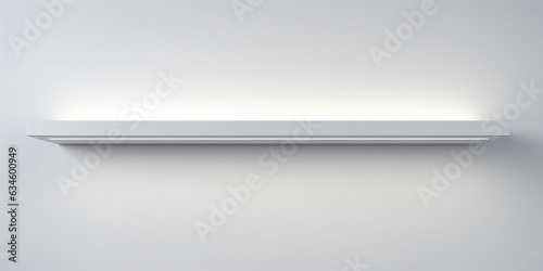 Wallpaper Mural White empty shelf on a light gray wall - Generative AI Torontodigital.ca