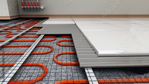 Cuadro en lienzo Ground heating system structural detail. 3D illustration