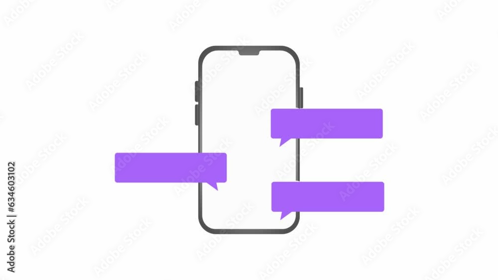 smartphone with pop up chat conversation animation