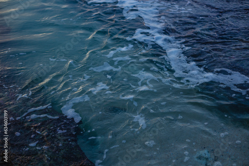 Beautiful texture of blue water. Atmospheric natural background